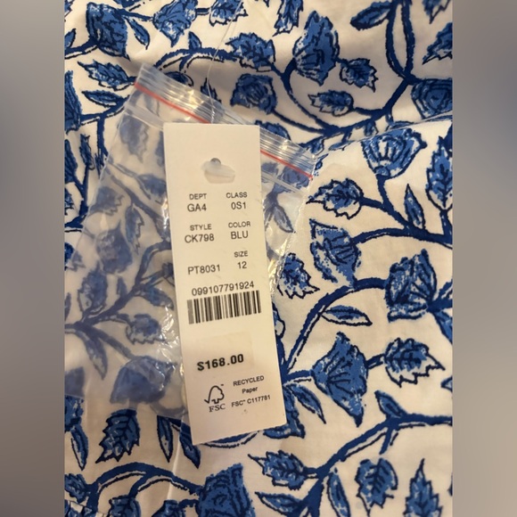 J Crew Blue Patterned Midi Dress (NWT) - Picture 6 of 7
